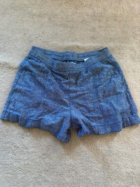 Old Navy Blue High-Waist Linen-Blend Women's Shorts